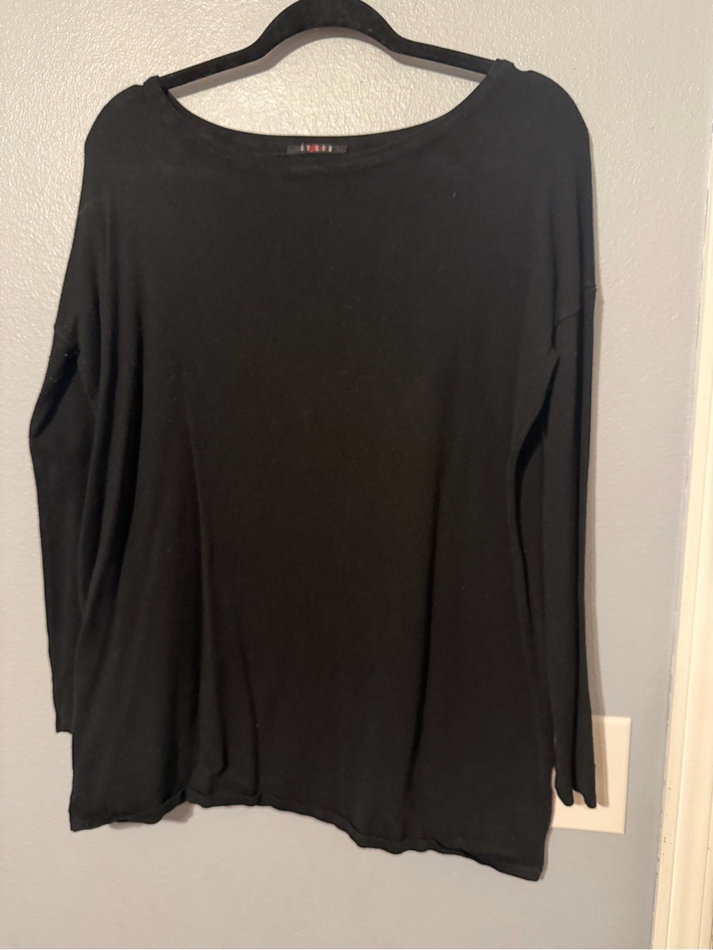 Cyrus Black Long Sleeve Boatneck Tee
